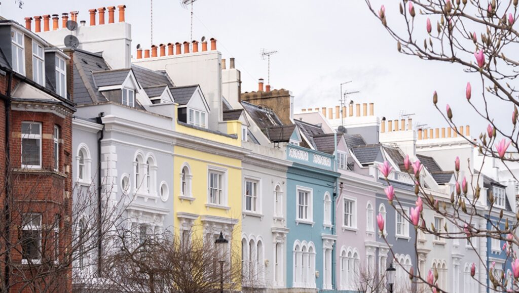 A row of Victorian townhouses in Notting Hill.