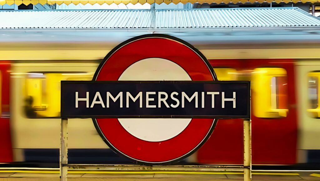 Hammersmith Tube Station, a major transport hub in West London.