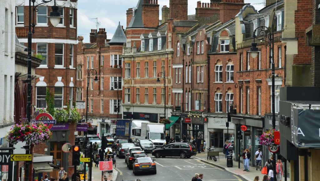 Scenic view of Hampstead neighborhood showcasing historical houses and proximity to Hampstead Heath.