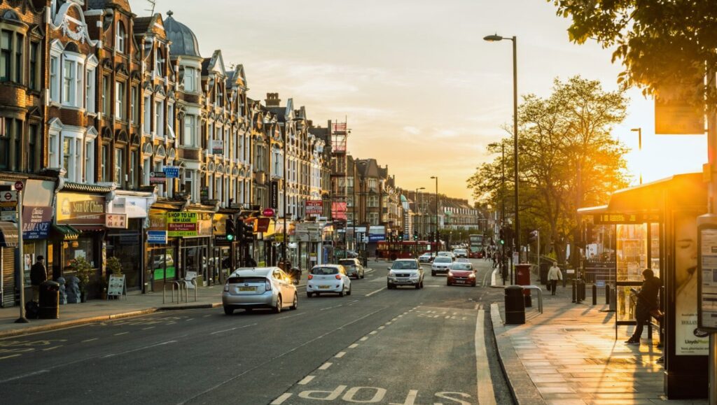 Golders Green London street view showing residential properties and Northern Line tube station for property investment with RSK Lettings